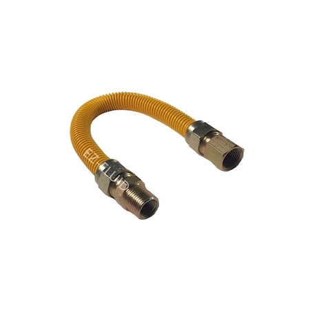 Ez-Fluid 1-1/4inOD1inNom ID, 1inFIPX1inMIPX48in, Full Port, Yellow Gas Supply Line Connector EZGFP148